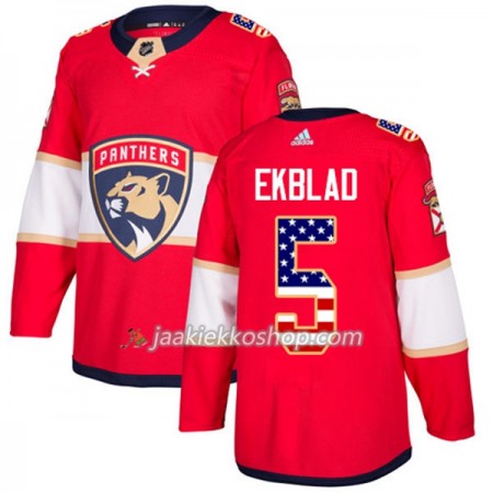 Miehille NHL Florida Panthers Pelipaita Aaron Ekblad 5 Adidas 2017-2018 Punainen USA Flag Fashion Authentic